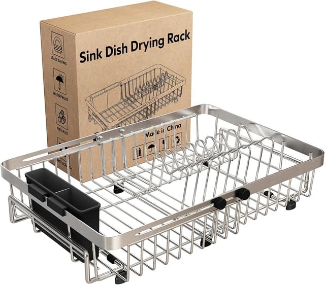 Detalle de Expandable Over Sink Dish Drainer Rack 🍽