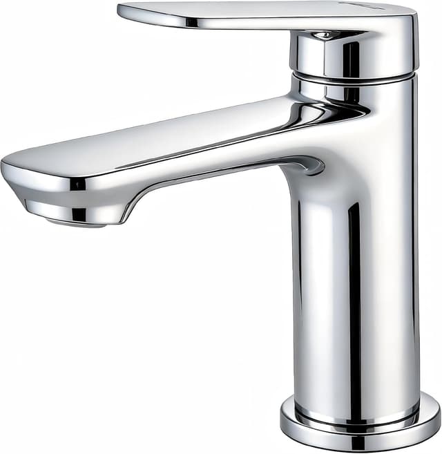 Detalle de BELZ Modern Basin Mixer Tap (Single Lever) – Chrome brass bathroom faucet with hot & cold mixer