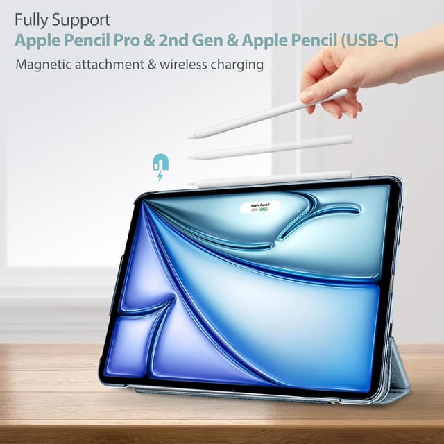Detalle de ProCase Hülle für iPad Air 11 Zoll (M4/M3/M2 & 5/4 Gen) – Himmelblau, mit Sleep/Wake und Pencil-Unterstützung