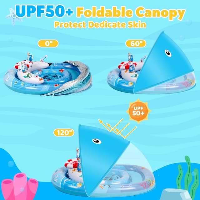 Detalle de ACELlFE Baby Swimming Float with Canopy UPF 50+ and Adjustable Safety Seat (3–36 months)
