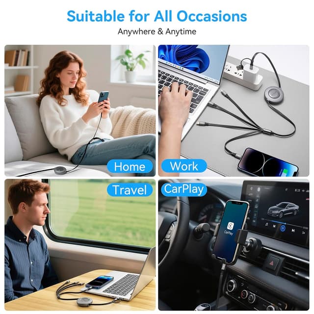 Detalle 2 de Minlu Multi Charger Cable 1.2M retractable