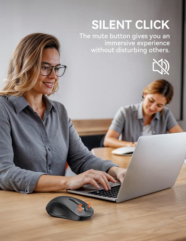 Detalle de TECKNET Tri-Mode Wireless Mouse for Laptop (Bluetooth 5.0/3.0 + 2.4G, 4800DPI, silent clicks)