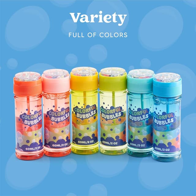 Detalle de JOYIN 12 Pack Bubble Bottles (2oz/60ml) with Puzzle Caps and Bubble Wands for Kids