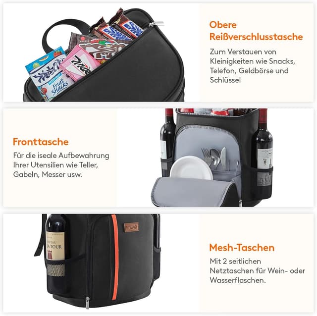 Detalle de Lifewit 22L Kühlrucksack für 30 Dosen (30,5 x 17,8 x 40,5 cm) – auslaufsicher, isoliert, wasserdicht, schwarz