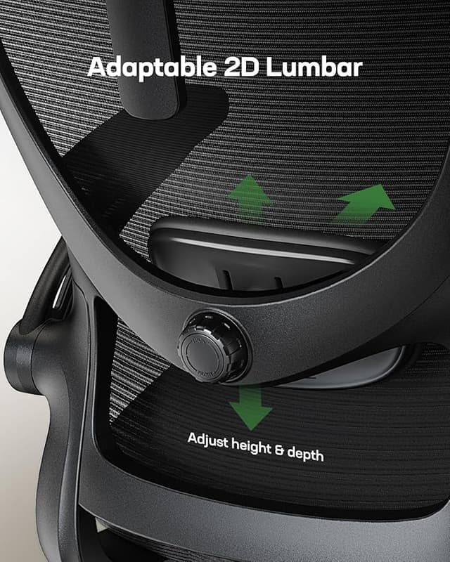 Detalle 2 de Marsail Silla de oficina ergonómica con soporte lumbar ajustable