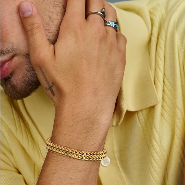 Detalle de Esrael Herren-Armband aus Edelstahl Gold/Silber/Schwarz mit abnehmbarem Magnetverschluss – 7,5 bis 8 Zoll