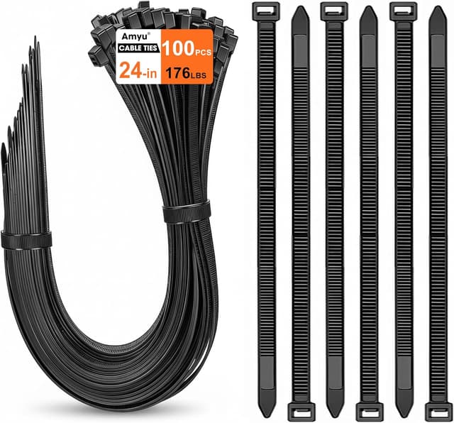 Thumbnail 6 de Amyu 6-Inch Black Cable Ties (1000 Pack) 150mm Nylon Zip Ties, 40lb UV-Resistant