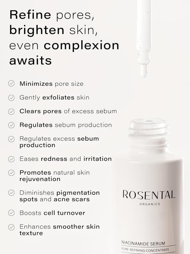Detalle de Rosental Organics Niacinamide+ Serum Pore-Refining Treatment mit 5% Niacinamid und Azelainsäure
