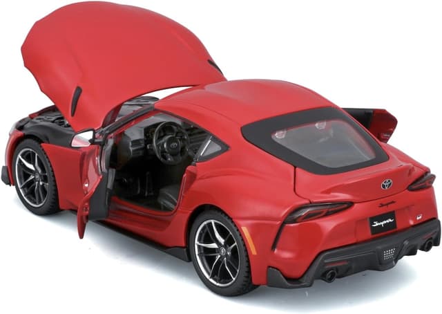 Detalle de Maisto Toyota GR Supra (rot) Modellauto 1:24 im Metall-Spritzguss – mit beweglichen Türen, Motorhaube und Lenkrad