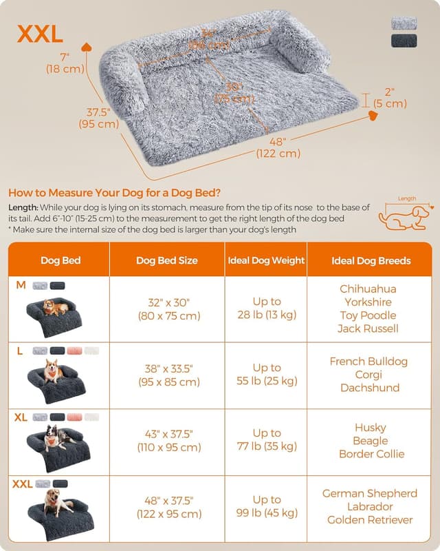 Detalle 2 de Feandrea FluffyHug XXL Dog Sofa Bed with waterproof cover, grey ombré (122 x 95 x 18 cm)