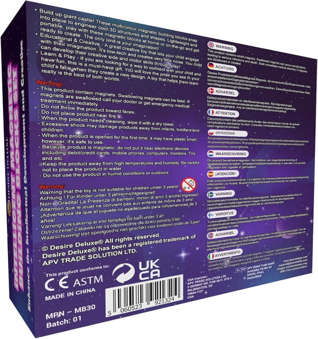Detalle de Desire Deluxe Magnetische Bausteine (30-teilig) – Magnet Montessori Bau-Set für Kinder ab 3 Jahren