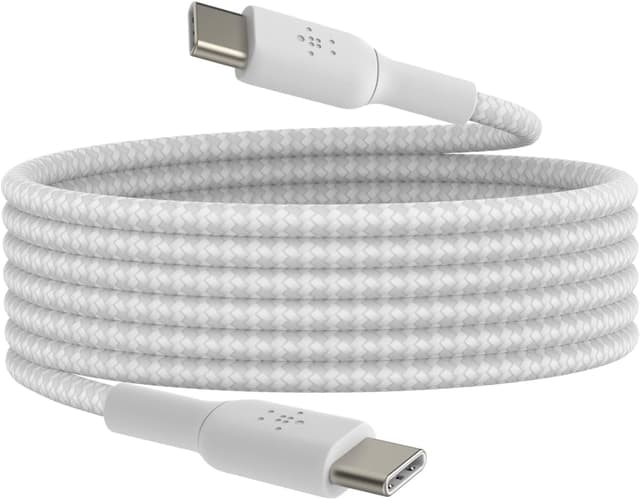 Detalle de Belkin BoostCharge braided USB-C to USB-C cable (6.6ft) – White