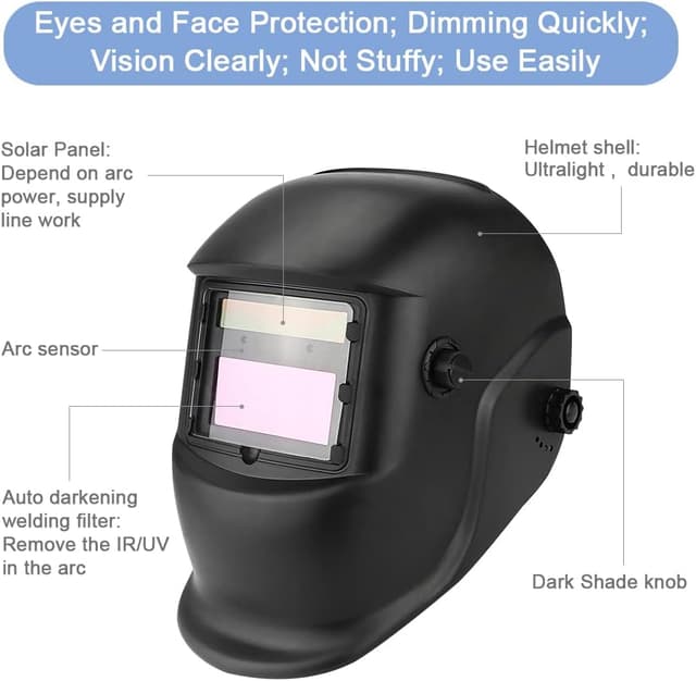 Detalle 2 de Welding Helmet Auto Darkening Shade 4/9-13 🛡