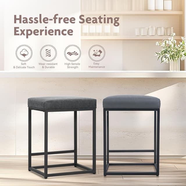 Thumbnail 5 de ALPHA HOME Set of 2 bar stools, counter height