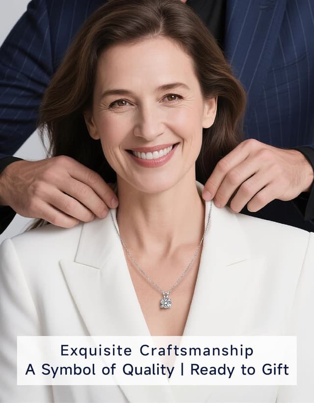 Detalle 2 de MomentWish Collana Moissanite Donna con solitario in argento 925 dorato (bianco/rosa/giallo), pendente a cuore