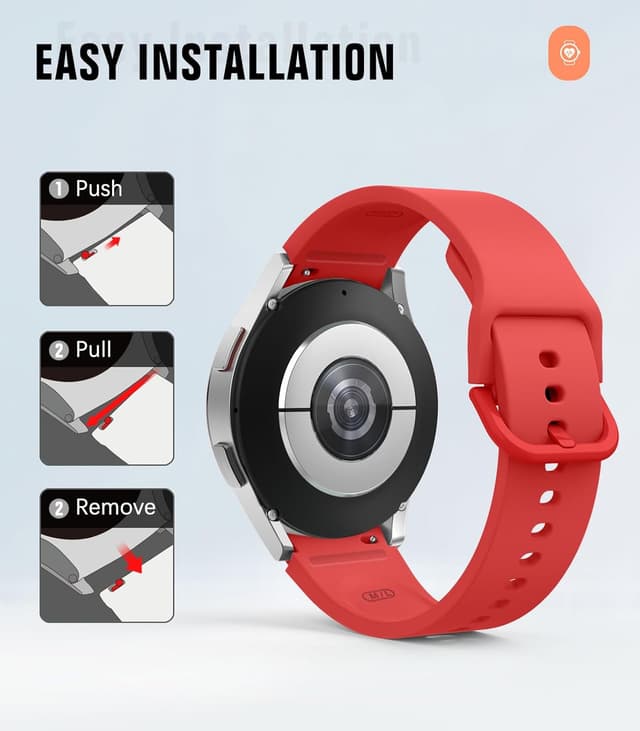 Thumbnail 6 de MoKo No Gap Silicone Straps for Samsung Galaxy Watch 7/6/5/4 & FE (20mm) – Sport replacement band