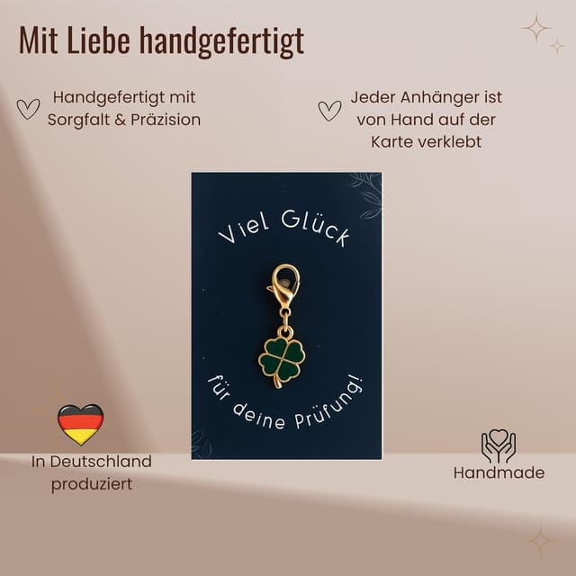 Detalle de Milaboo® Kleeblatt Schlüsselanhänger mit Karte (55 x 85 mm) – Glücksbringer nach Anlass, 12 Varianten