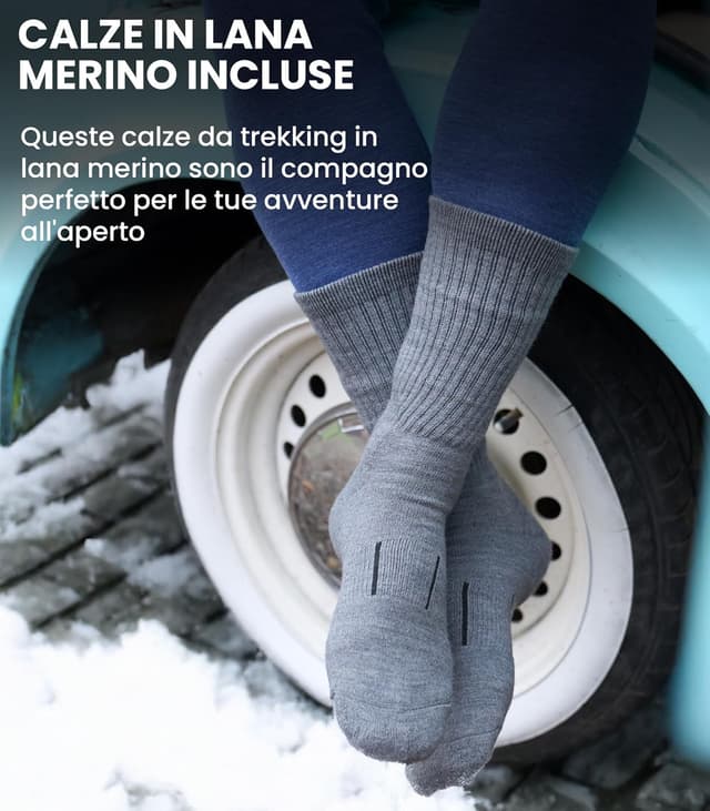 Detalle de Merino.tech Maglia Termica in Lana Merino Uomo 100% (leggero/medio/pesante) con calzini in omaggio