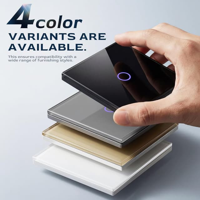 Detalle 2 de BSEED Touch Lichtschalter 1-fach 1-polig (1-Weg) mit Glasfront, weiß – Berührungssensor für Wandmontage