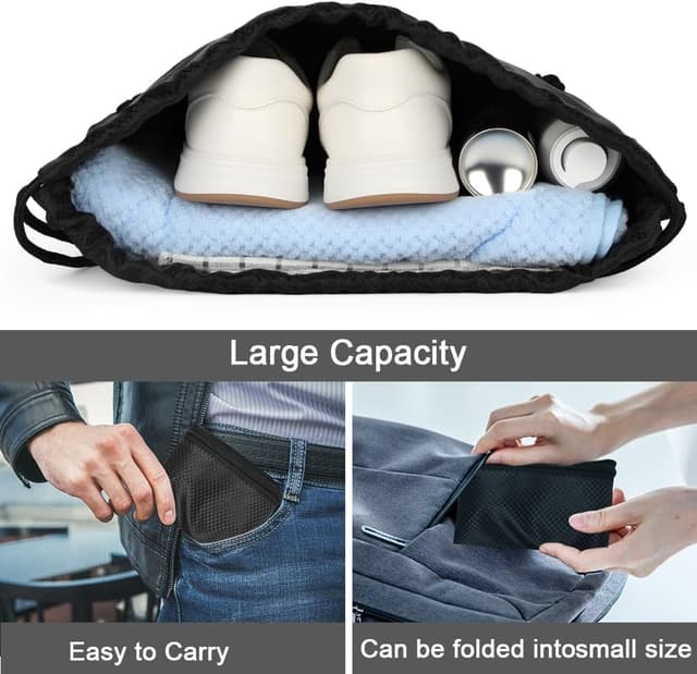 Detalle de DiULi Sac de Sport avec cordon de serrage en tissu Oxford étanche, avec double poche