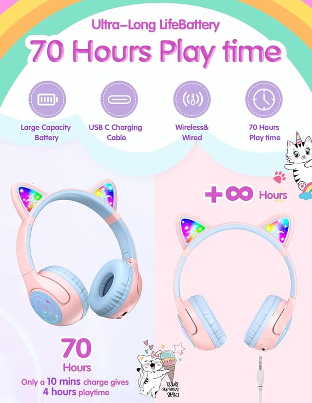 Thumbnail 4 de TECKNET Kids Headphones 70H playtime