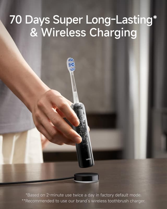 Detalle de Laifen Wave Pro Schall-Zahnbürste mit 6 Reinigungsprogrammen, Druckkontrolle & 70-Tage-Akku