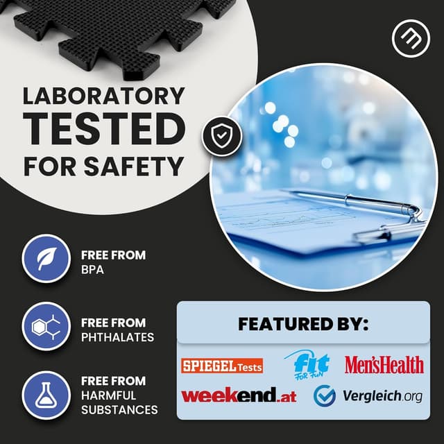 Detalle de Interlocking Soft Foam Floor Mat set (18 pieces) – EVA puzzle rubber tiles for gym, home and garage protection