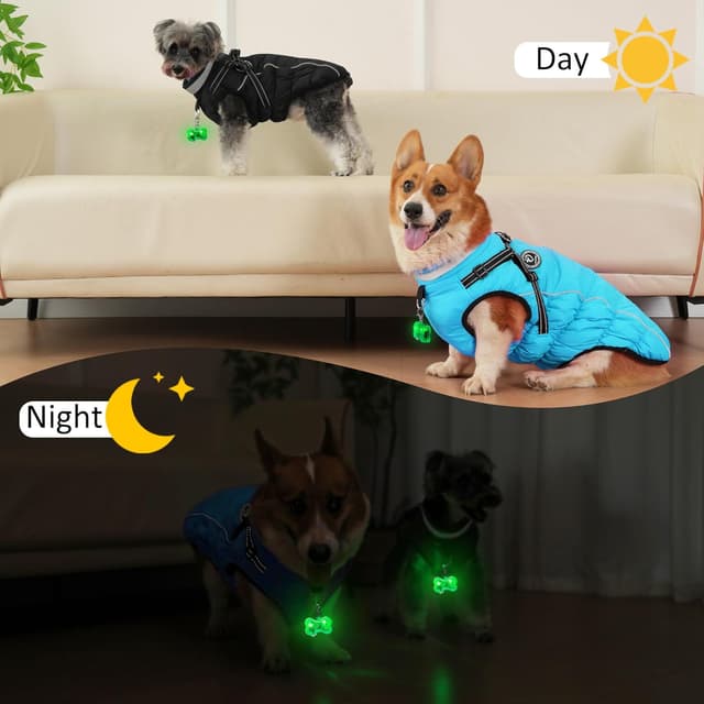 Detalle de HezzLuv Hundemantel Winter – wasserdicht & winddicht mit Geschirr und reflektierenden Streifen