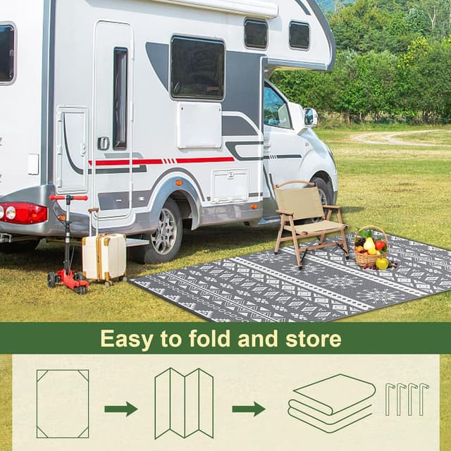 Thumbnail 6 de MOKANI Large Outdoor Rug for Patio Waterproof (240x300 cm) – Reversible, Foldable Boho Garden Rug