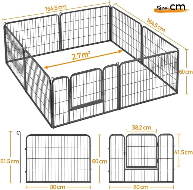 Thumbnail 6 de Yaheetech 8 Parque para Perro 80x60cm Vallas para Mascota