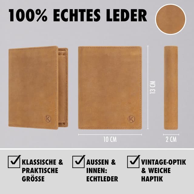 Thumbnail 4 de KORUTA Leder Geldbörse Herren mit RFID Schutz 13 Fächer braun