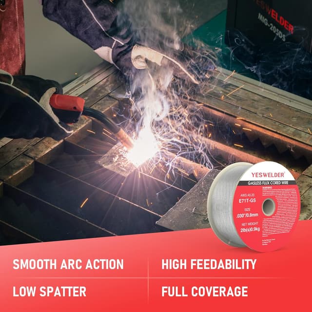 Thumbnail 1 de YESWELDER E71T-GS .030" Flux Core MIG Wire 2 lb