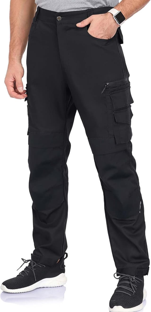 Detalle de Elainone robuste Arbeitshosen für Männer mit 6 Taschen und Kniepolster-Taschen