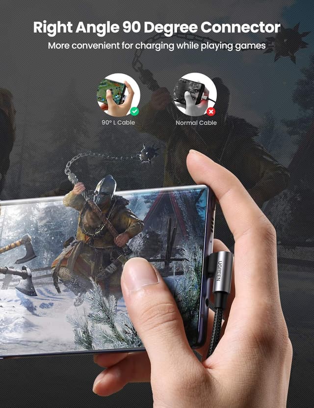 Detalle 2 de UGREEN USB C Cable 90 Degree 6.6FT