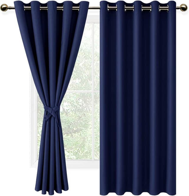 Thumbnail 6 de DWCN Rideaux occultants thermiques anti-froid avec œillets, rouge (lot de 2), 132x137 cm