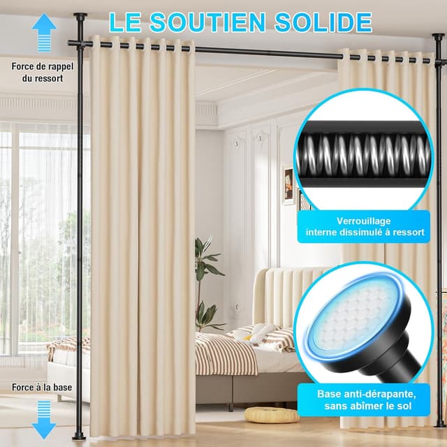 Thumbnail 2 de AIZESI Tringle à Rideaux Verticale 242–351 cm 📐