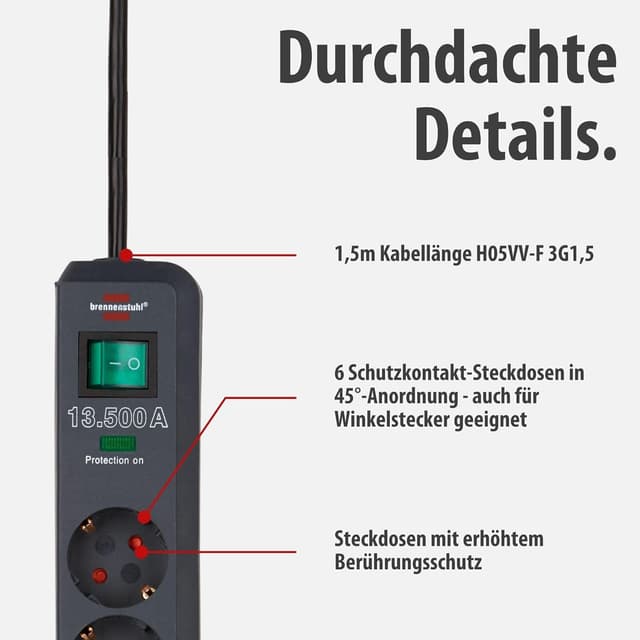 Thumbnail 3 de Brennenstuhl Eco-Line regleta 6 tomas antracita 🔌