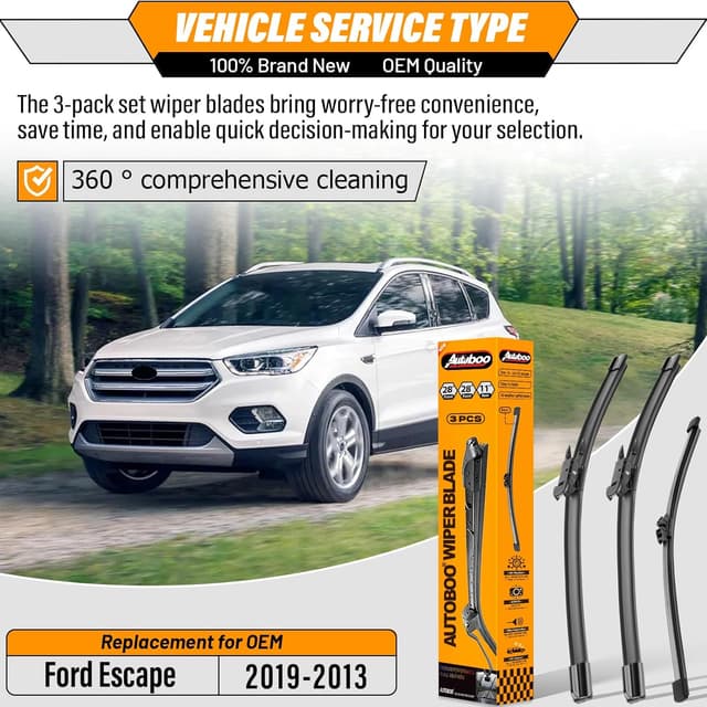 Detalle 2 de AUTOBOO Replacement Windshield Wipers 28 + 28, Rear 11