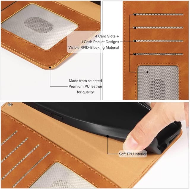 Thumbnail 6 de GOTOURED Samsung Galaxy S23 wallet case with RFID 4-card