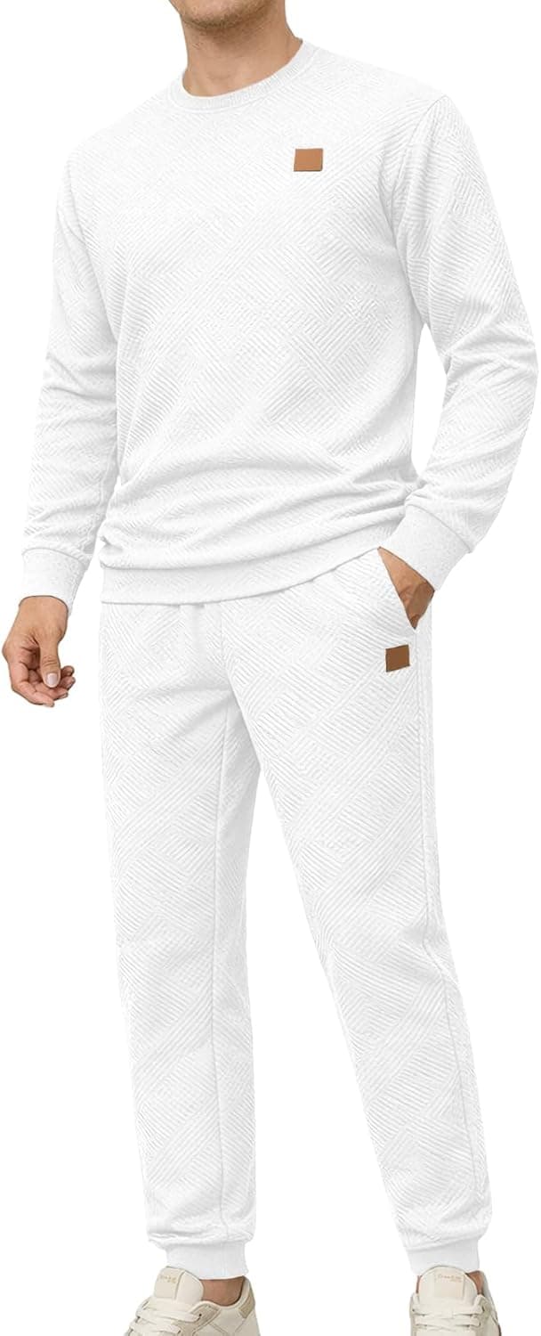 Detalle de KUYIGO Herren Trainingsanzug-Set (2-teilig) aus atmungsaktivem Baumwoll-Sweat – für Fitnessstudio, Laufen & Freizeit, S-2XL