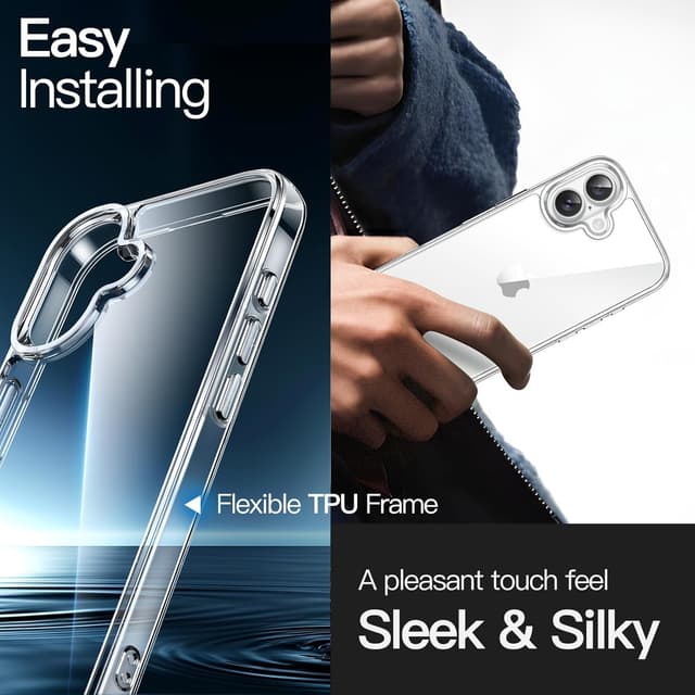 Detalle 2 de JETech Clear Shockproof Bumper Case for iPhone 16 6.1-inch (Non-Yellowing, Anti-Scratch)