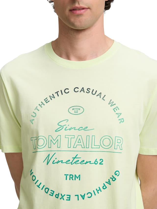 Detalle de TOM TAILOR 1046876 T-Shirt da uomo in cotone con logo stampato