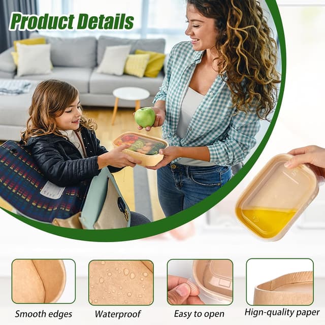 Detalle de DI QIU REN 29oz Disposable Kraft Paper Bowls