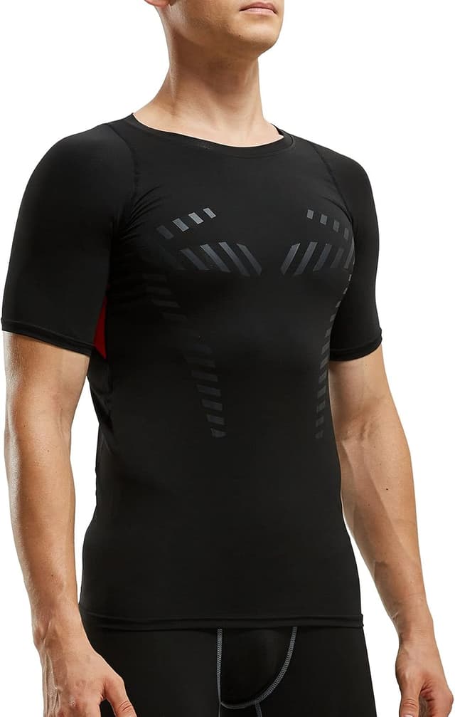 Detalle de AMZSPORT Chemise de compression pour homme : T-shirt à manches courtes à séchage rapide pour le fitness