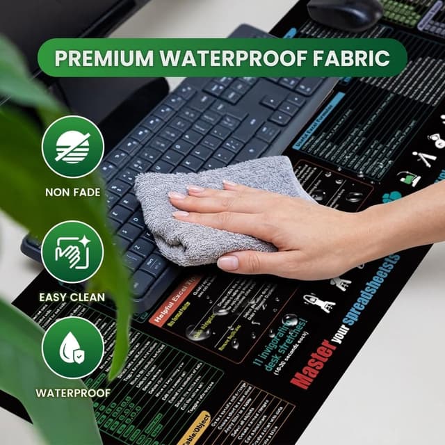 Detalle de Zoolyx Excel Cheat Sheet Desk Mat (XL 80x30cm) – Extended mouse pad with non-slip base