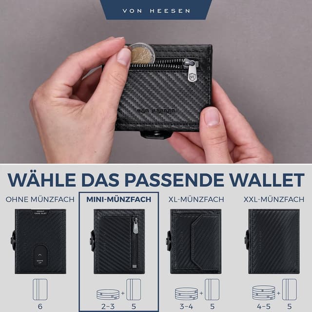 Thumbnail 5 de VON HEESEN Slim Wallet 9 x 7 x 1,5 cm 👛