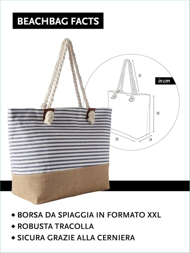 Detalle 2 de DonDon Grande borsa da spiaggia idrorepellente