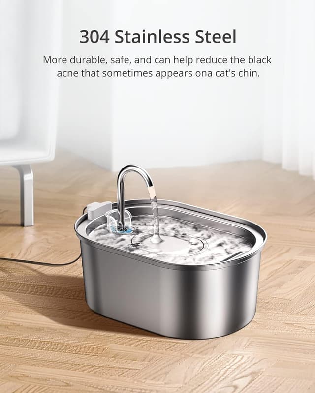 Detalle 2 de Petace Stainless Steel Cat Water Fountain 3.2L