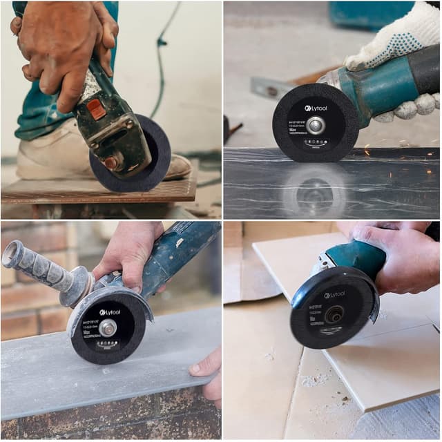 Detalle 2 de Lot de 3 disques diamants Lytool 115 mm (tronçonnage) pour verre et carrelage, avec meuleuse angulaire