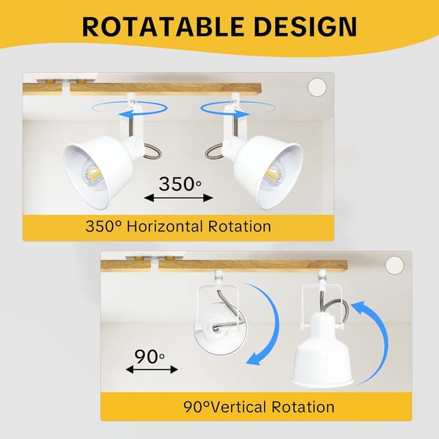 Detalle de Aulaiyi 4-flammiger Deckenstrahler mit schwenkbaren Spots (E14, 350°) – Vintage Deckenleuchte in Weiß
